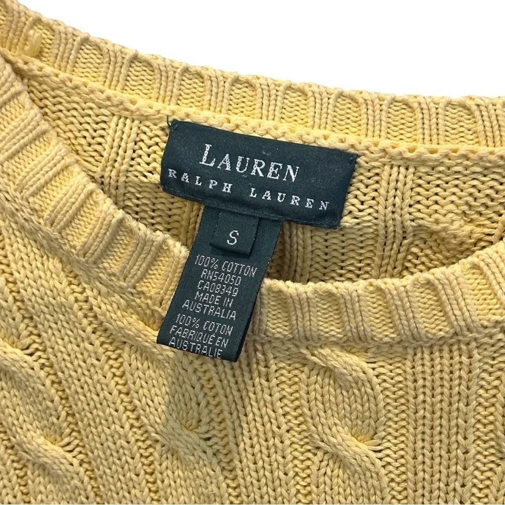 Vintage Lauren Ralph Lauren LRL Cable Knit Crewneck Sweater Yellow Men’s Small